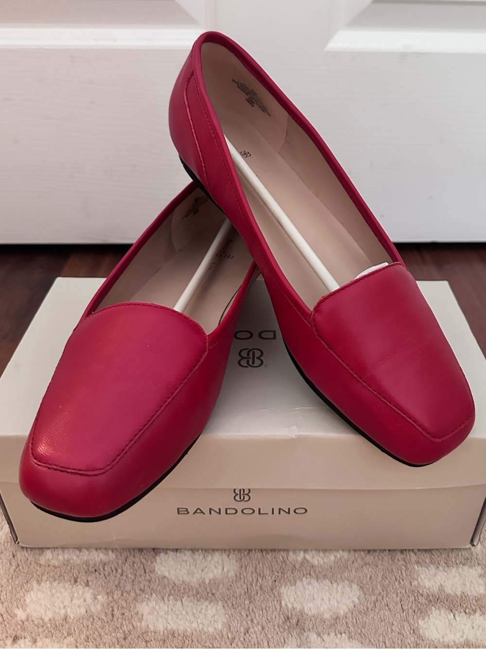 Bandolino Women's Red Slip-On Leather Loafers